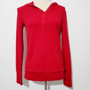 FADED GLORY Women's Thermal Henley Hoodie RED Size Medium